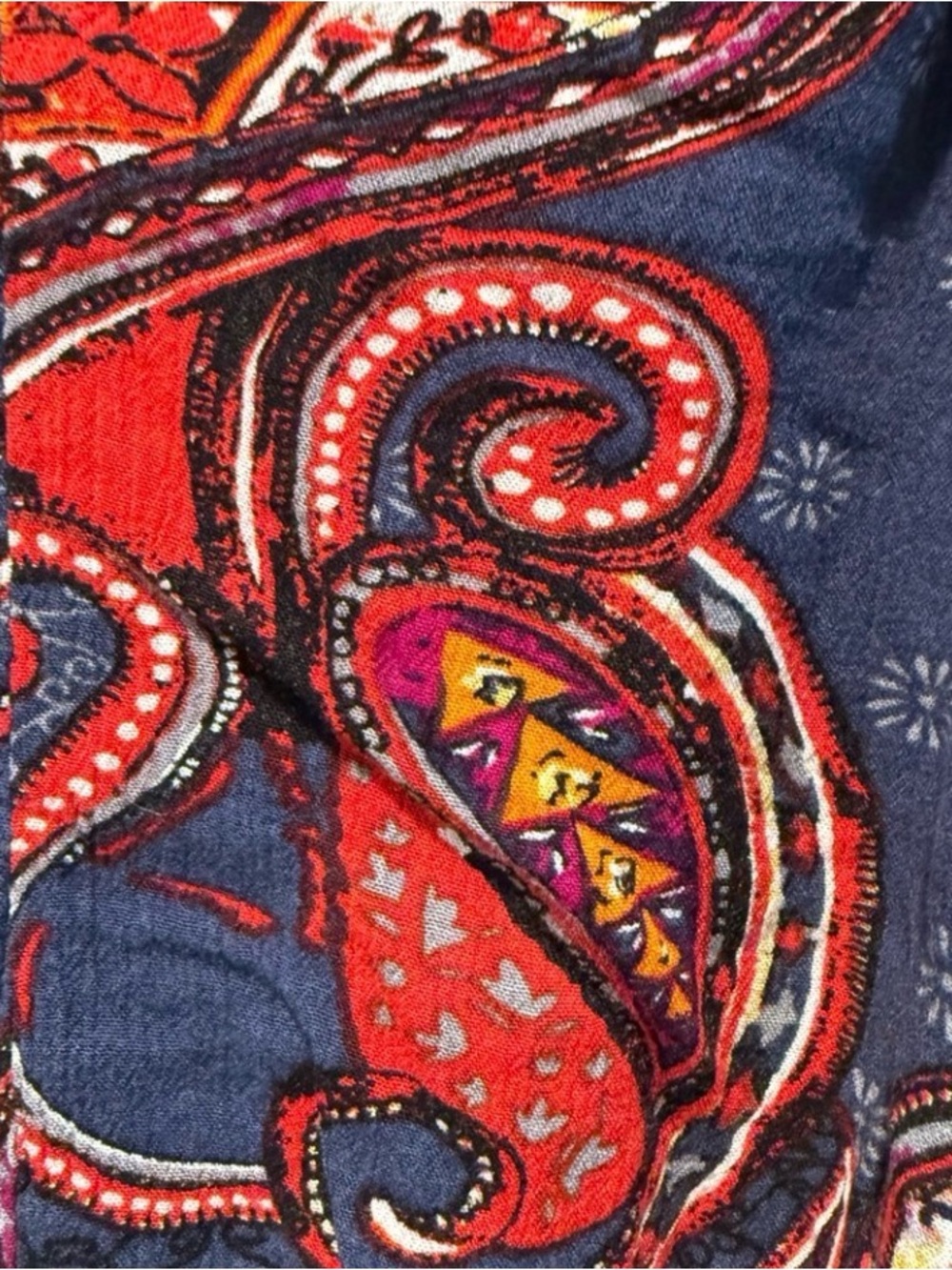 ♥️💕💙Lascana for Venus Paisley Blouse XS Boho Smocked Top Long Sleeve Peasant - Picture 3 of 5
